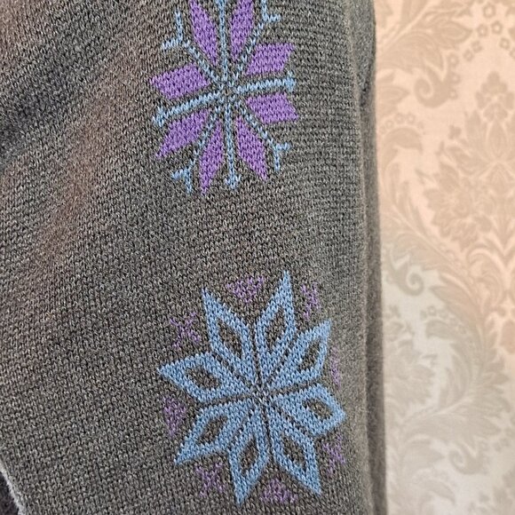 Eddie Bauer Sport Size Medium Petite Gray Full Zip Sweater Snowflake Sleeves EUC - Picture 9 of 12